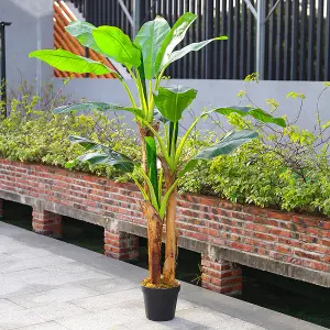 3 Trunk Garden Decoration Artificial Banana Tree in Pot 180 cm