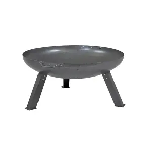 Charles Bentley Large 80cm Round Oil Finished Fire Pit Steel Outdoor Heating