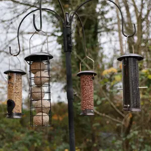 Hanging Wild Bird Feeder Set of 4 Nut Seed Fat Ball Nyger Garden Feeding Station