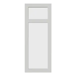 Tydeman Matt dove grey Shaker Glazed Dresser Cabinet door (W)500mm (H)1425mm (T)20mm