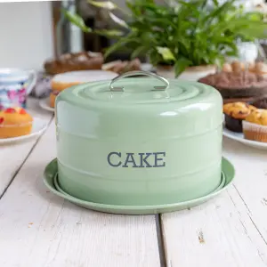 Living Nostalgia Airtight Cake Storage Tin/Cake Dome - English Sage Green