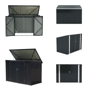 Charcoal Black Storage Shed Pent Tool Shed Bicycle Storage Shed with Lockable Door  and Base 6 x 4 ft