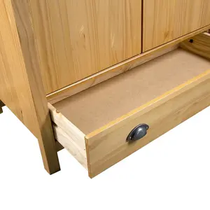 3-Door Wardrobe Hill 127x50x170 cm Solid Pine Wood