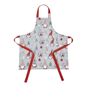 Catherine Lansfield Dining Christmas Gnomes 70x80cm Adult Apron Grey/ Red