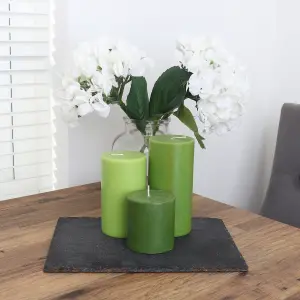 Pillar Candle Set of 3 Green Candles by Laeto Ageless Aromatherapy - FREE DELIVERY INCLUDED