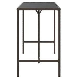 Berkfield Bar Table with Glass Top Brown 180x70x110 cm Poly Rattan