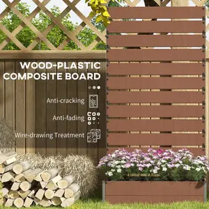 Outsunny Raised Garden Bed with Trellis Standing Patio Planter Box Light Brown