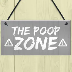 FUNNY Toilet Sign Warning POOP ZONE Bathroom Loo Plaque Shabby Chic Sign