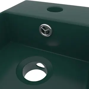 Berkfield Bathroom Sink with Overflow Ceramic Dark Green