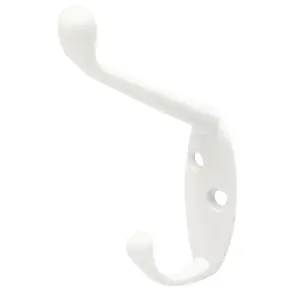 White Zinc alloy Double Hook (H)23.5mm (W)60.5mm