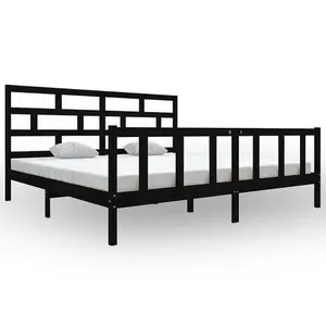 Berkfield Bed Frame Black Solid Wood Pine 200x200 cm