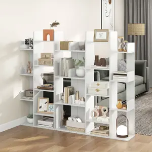 Costway Tree Bookshelf Display Cube Shelf Corner 13-Shelf Industrial Bookcase