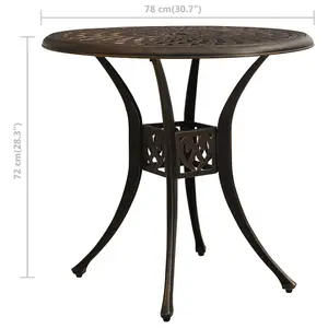 Berkfield Garden Table Bronze 78x78x72 cm Cast Aluminium