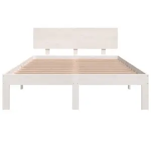 Berkfield Bed Frame White Solid Wood 120x190 cm Small Double