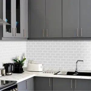 10 Pcs Peel and Stick Wall Tile Stickers for Kitchen and Bathroom Backsplash in White 30.5cm L x 30.5cm W