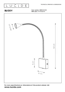 Lucide Buddy Modern Bedside Lamp - LED - 1x4W 4000K - Black