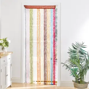 Multicolour String Door Curtain Fly Screen - 90 x 200cm Colourful Summer Doorway - Keeps Flies, Insects, Wasps Out