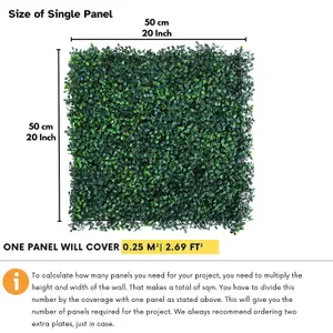 Decorative Greenery Artificial Plant Wall Panels Indoor/Outdoor - Set of 6 Panels Cover 16.14ft²(1.5 m²) - Natural Looking Fence