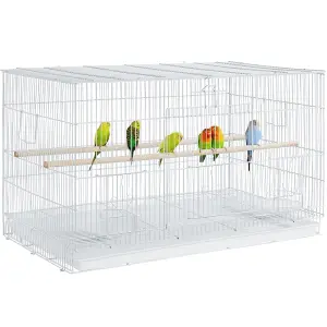 Yaheetech White Bird Cage Flight Cage Extra Space w/ Slide-out Tray and Wood Perches