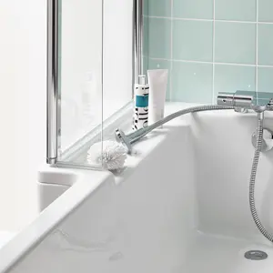 Ideal Standard Tempo Straight 1 panel Clear glass Bright Silver effect frame Bath screen, (W) 830mm (H) 1405mm