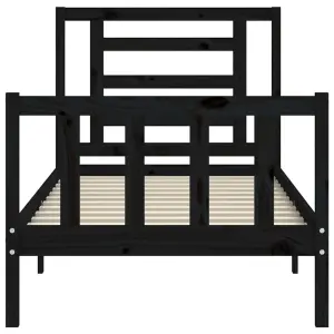 Berkfield Bed Frame with Headboard Black 100x200 cm Solid Wood