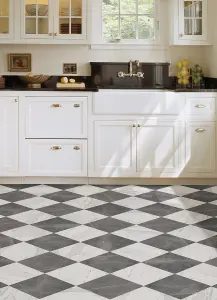 FloorPops Chris Loves Julia Bonneville Grey & White Marble Peel & Stick Floor Tiles, FP4421