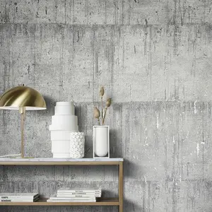 Galerie Air Collection Silver Metallic Aged Concrete Textured Wallpaper Roll