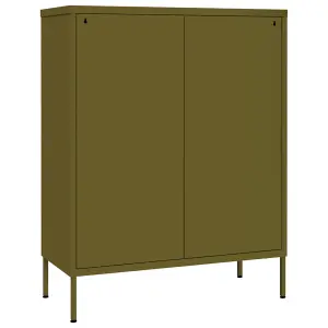 Berkfield Drawer Cabinet Olive Green 80x35x101.5 cm Steel