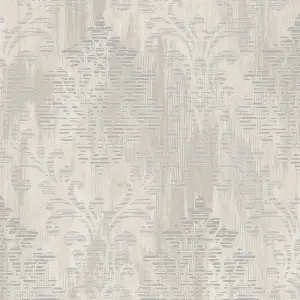 Galerie Metallic Fx Silver Modern Metallic Damask Textured Wallpaper