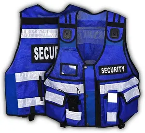 RAC3 High-Vis Security Vest, Reflective Strips, Body Camera Mount, Multiple Pockets, Fits upto 5XL, Available in 5 Colors (Blue)