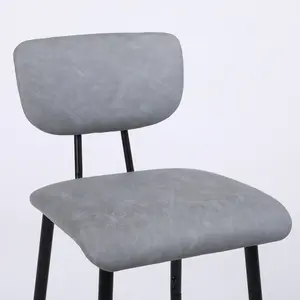 Upholstered Counter Stool with Metal Frame (Set of 2) Grey