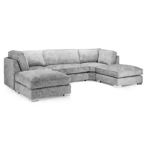 Bishop U-Shape Fabric 5 Seater Sofa Alaska Fabric Grey Full Back - 335cm Long