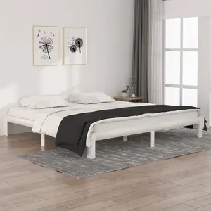 Berkfield Bed Frame White Solid Wood Pine 200x200 cm