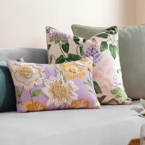 Wylder Chrysantha Floral Embroidered Feather Rich Cushion