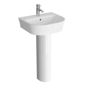 VitrA Koa White Full pedestal Basin (H)80cm (W)55cm