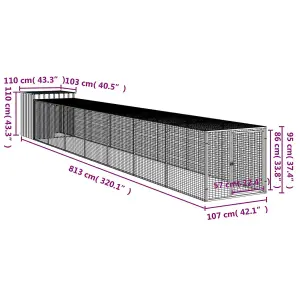 Chicken Cage with Run Anthracite 110x813x110 cm Galvanised Steel