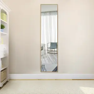 Rose Gold Rectangular Wall Mounted Framed Mirror Full Length Mirror Dressing Mirror H 120 cm x W 30 cm