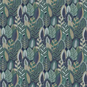 Sublime Patterned Blue Arty Leaves Embossed Wallpaper