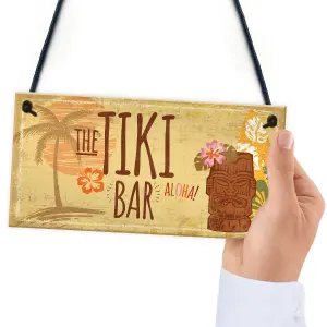 Red Ocean The Tiki Bar Party Hanging Bar Pub Plaque Cocktails Beach Garden Wall Sign Decoration Gift