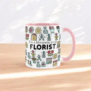 Florist Mug - Humourous Trades Novelty Gift - Tea/Coffee Hot Drinks Pink Ceramic Cup Present for Florists/Flowers & Plants Dealer