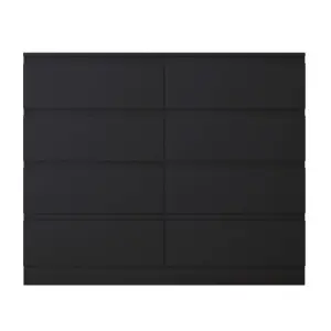 Black Chest Of 8 Drawers Scratch Resistant Deep Storage Anti Bowing