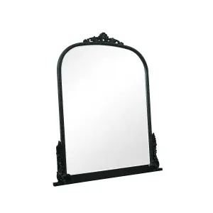 Melody Maison Large Arch Black Ornate Overmantle Mirror - 152cm x 128cm