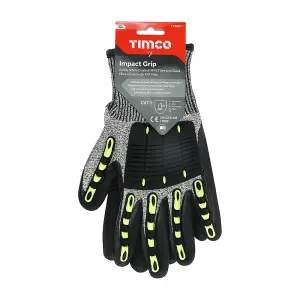 Timco - Impact Cut Glove - Sandy Nitrile Coated HPPE Fibre and Glass Fibre Gloves with TPR Pads (Size X Large - 1 Each)