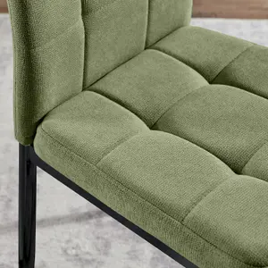 Furniturebox UK Dining Chair - 2x Paloma Green Fabric Upholstered Dining Chair Black Legs - Contemporary Dining Kitchen Furniture