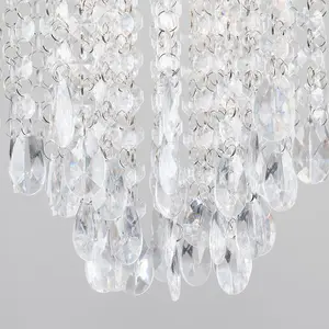 ValueLights Donah Silver Ceiling Pendant Droplets Shade and B22 GLS LED 10W Cool White 6500K Bulb