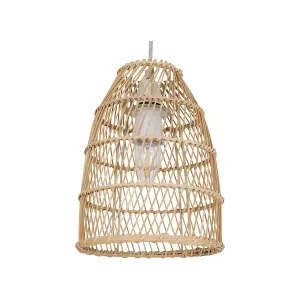 First Choice Lighting Set of 2 Bamboo Natural Bamboo Easy Fit Pendant Shades