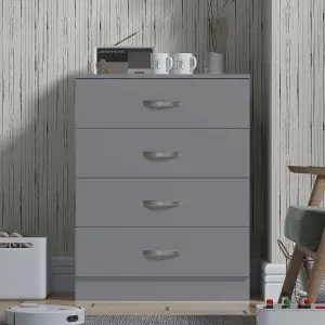 4 Drawer Matt Grey Chest Of Drawers Bedroom