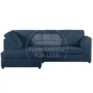 Luxor Navy Blue Jumbo Cord 4 Seater Corner sofa Left Hand Facing - Full Back