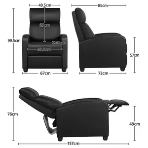 Yaheetech Black PU Leather Recliner Chair with Pocket