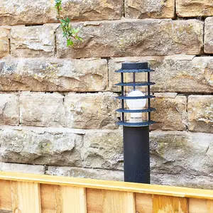 ValueLights Wharf 4 Pack Modern IP44 Rated Outdoor Black Stainless Steel Bollard Lantern Post Lights